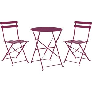 Beliani Burgundy Red Steel 3-Piece Bistro Set - Outdoor Beliani Burgundy Red Steel 3-Piece Bistro Set - Outdoor