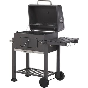 Beliani Charcoal BBQ Grill Grey - Heavy Steel with Lid & Wheels Beliani Charcoal BBQ Grill Grey - Heavy Steel with Lid & Wheels