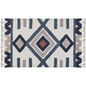 Beliani Cotton Multicolour Rectangular Area Rug 140x200cm Scandinavian Pattern Handwoven Beliani Cotton Multicolour Rectangular Area Rug 140x200cm Scandinavian Pattern Handwoven