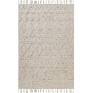 Beliani puuvillamatto - Beige - 140x200 cm - Minimalistinen geometrinen kuvio Beliani puuvillamatto - Beige - 140x200 cm - Minimalistinen geometrinen kuvio