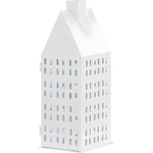 Beliani Lantern White Iron H 40 cm House-Shaped Candle Holder - Candle Lantern Beliani Lantern White Iron H 40 cm House-Shaped Candle Holder - Candle Lantern