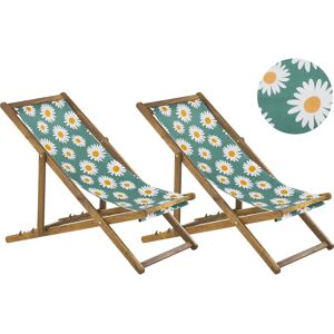 Beliani Garden Deck Chairs Set of 2 - Reclining Folding Sun Lounger Beliani Garden Deck Chairs Set of 2 - Reclining Folding Sun Lounger