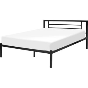 Beliani Bed Frame Black Metal Double Size - Bed Beliani Bed Frame Black Metal Double Size - Bed
