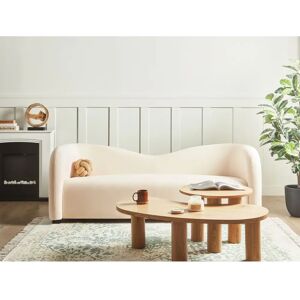 Beliani White Velvet Curved 3 Seater Sofa - Sofa Beliani White Velvet Curved 3 Seater Sofa - Sofa
