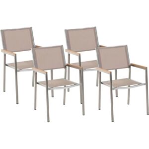 Beliani Garden Chairs GROSSETO - Stackable Outdoor Beige Chairs Beliani Garden Chairs GROSSETO - Stackable Outdoor Beige Chairs