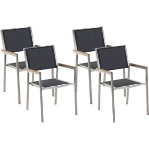 Beliani GROSSETO Garden Chairs - Stainless Steel, Black, Stackable Beliani GROSSETO Garden Chairs - Stainless Steel, Black, Stackable