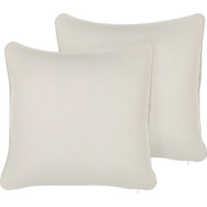 Beliani Ensemble de 2 Coussins en Coton Polyester Blanc - Publicité Beliani Ensemble de 2 Coussins en Coton Polyester Blanc - Publicité
