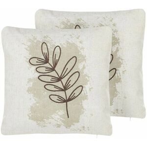 Beliani Set of 2 Cushions - Leaf Pattern - 45x45cm - Cushion Beliani Set of 2 Cushions - Leaf Pattern - 45x45cm - Cushion