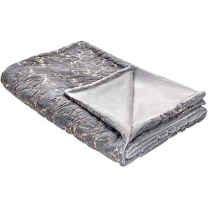 Beliani Blanket Grey Polyester 150 x 200 cm Bedspread Throw Golden Marble Pattern Living Room Bedroom - Blanket Beliani Blanket Grey Polyester 150 x 200 cm Bedspread Throw Golden Marble Pattern Living Room Bedroom - Blanket