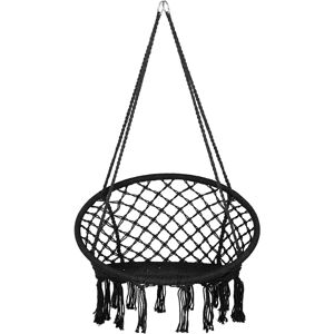 Beliani GABELLA Black Cotton Hanging Chair - Indoor Swing Beliani GABELLA Black Cotton Hanging Chair - Indoor Swing