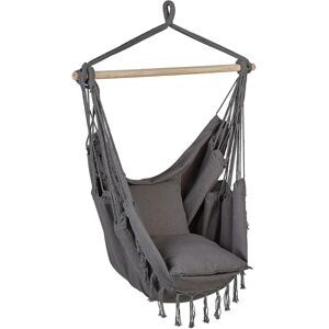 Beliani Hanging Hammock Chair Grey Cotton - Hammock Chair Beliani Hanging Hammock Chair Grey Cotton - Hammock Chair