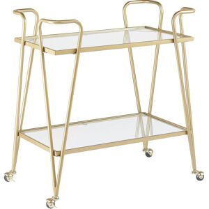 Beliani Gold Kitchen Trolley with Glass Surfaces - Kitchen Trolley Beliani Gold Kitchen Trolley with Glass Surfaces - Kitchen Trolley