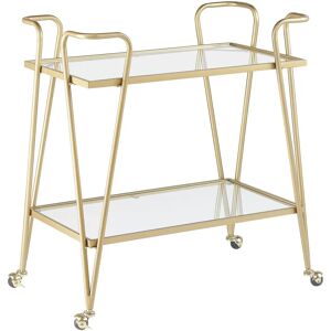 Beliani Gold Kitchen Trolley with Glass Surfaces - Kitchen Trolley Beliani Gold Kitchen Trolley with Glass Surfaces - Kitchen Trolley