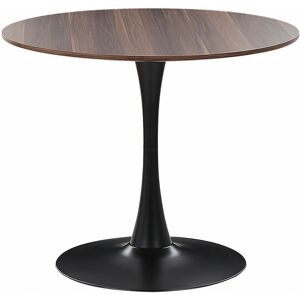 Beliani Dark Wood Round Dining Table - Industrial 90cm Beliani Dark Wood Round Dining Table - Industrial 90cm