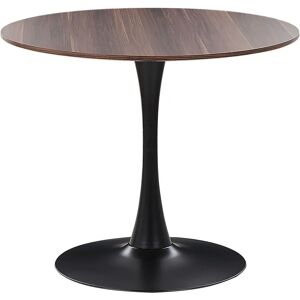 Beliani Dark Wood Round Dining Table - Industrial 90cm Beliani Dark Wood Round Dining Table - Industrial 90cm