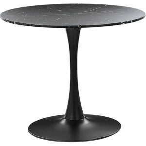 Beliani Black Marble Dining Table - 90cm Modern Round Kitchen Furniture Beliani Black Marble Dining Table - 90cm Modern Round Kitchen Furniture