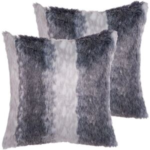 Beliani Set of 2 Grey Faux Fur Cushions - Cushions Beliani Set of 2 Grey Faux Fur Cushions - Cushions