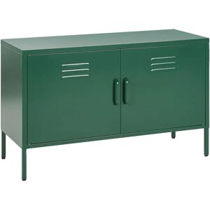 Beliani 2 Door Sideboard Green Steel Home Office Furniture Shelves Leg Caps Industrial Design - Sideboard Beliani 2 Door Sideboard Green Steel Home Office Furniture Shelves Leg Caps Industrial Design - Sideboard