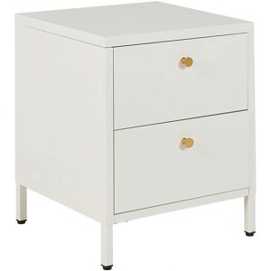 Beliani Bedside Table White Steel 2 Drawers - Bedside Table Beliani Bedside Table White Steel 2 Drawers - Bedside Table