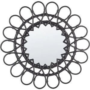 Beliani Wall Mirror Black Rattan Frame - Wall Mirror Beliani Wall Mirror Black Rattan Frame - Wall Mirror