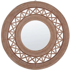 Beliani Wall Mirror - 62cm Round Bamboo Rustic Decor Beliani Wall Mirror - 62cm Round Bamboo Rustic Decor