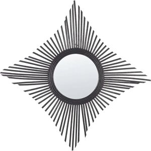 Beliani Wall Mirror Black Rattan 60 x 60 cm - Wall Mirror Beliani Wall Mirror Black Rattan 60 x 60 cm - Wall Mirror