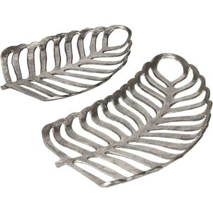 Beliani - Monstera Leaf Silver Aluminium Trinket Dish Set - Product Type Beliani - Monstera Leaf Silver Aluminium Trinket Dish Set - Product Type
