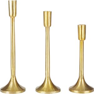Beliani Set of 3 Candlesticks - Gold Metal Glamour Decor Beliani Set of 3 Candlesticks - Gold Metal Glamour Decor