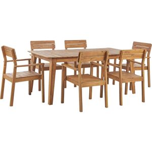 Beliani Garden Dining Set Light Acacia - Outdoor Dining Set for 6 Beliani Garden Dining Set Light Acacia - Outdoor Dining Set for 6