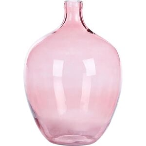 Beliani Pink Glass Handmade Decorative Vase - 39 cm Modern Design Beliani Pink Glass Handmade Decorative Vase - 39 cm Modern Design