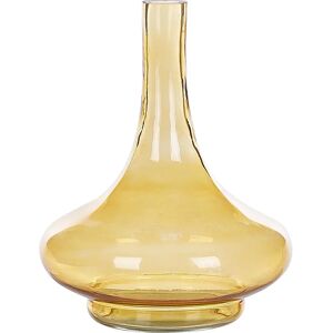 Beliani Yellow Glass Decorative Vase - 30cm Bottle Shape Beliani Yellow Glass Decorative Vase - 30cm Bottle Shape