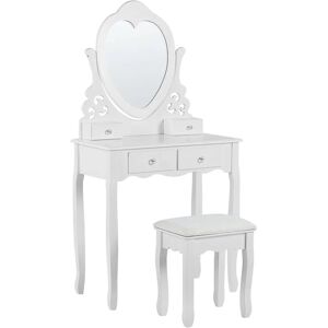 Beliani White MDF Solid Wood Dressing Table with 4 Drawers - Dressing Table Beliani White MDF Solid Wood Dressing Table with 4 Drawers - Dressing Table