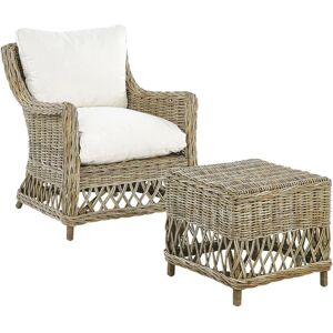 Beliani Rattan Garden Chair with Footstool - Indoor Outdoor Beliani Rattan Garden Chair with Footstool - Indoor Outdoor
