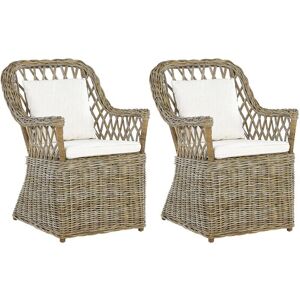 Beliani Rattan Garden Armchairs - Set of 2 - Off-White - Indoor Outdoor Beliani Rattan Garden Armchairs - Set of 2 - Off-White - Indoor Outdoor