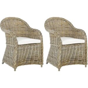 Beliani Garden Armchairs Natural Rattan - Set of 2 Outdoor Indoor Beliani Garden Armchairs Natural Rattan - Set of 2 Outdoor Indoor