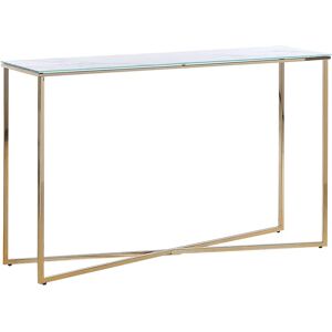 Beliani White-Gold Marble Effect Console Table - Modern Living Room Beliani White-Gold Marble Effect Console Table - Modern Living Room