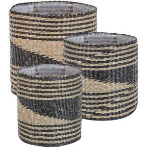 Beliani Set of 3 Plant Baskets Natural Seagrass - Plant Type Beliani Set of 3 Plant Baskets Natural Seagrass - Plant Type