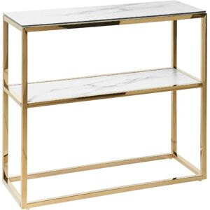 Beliani Console Table White with Gold Tempered Glass - Living Room Beliani Console Table White with Gold Tempered Glass - Living Room