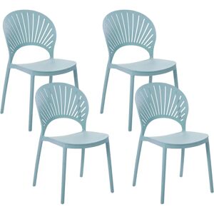 Beliani Set of 4 Light Blue Plastic Garden Chairs - Garden Chairs Beliani Set of 4 Light Blue Plastic Garden Chairs - Garden Chairs