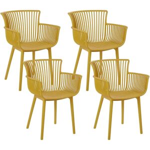 Beliani Set of 4 Yellow Plastic Indoor Outdoor Dining Chairs - Dining Chairs Beliani Set of 4 Yellow Plastic Indoor Outdoor Dining Chairs - Dining Chairs