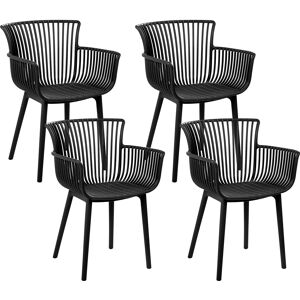 Beliani Set of 4 Black Plastic Dining Chairs - Dining Chairs Beliani Set of 4 Black Plastic Dining Chairs - Dining Chairs