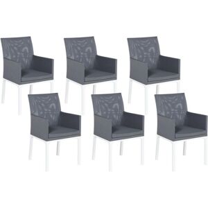 Beliani Set of 6 Garden Chairs - Dark Grey - Aluminium - Quick Dry Foam - Garden & Patio Furniture Beliani Set of 6 Garden Chairs - Dark Grey - Aluminium - Quick Dry Foam - Garden & Patio Furniture