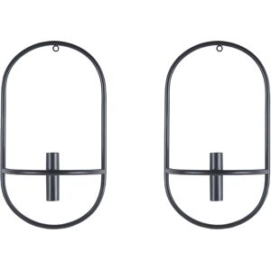 Beliani CAVIANA Wall Candle Holders - 38cm Black Metal Set Beliani CAVIANA Wall Candle Holders - 38cm Black Metal Set