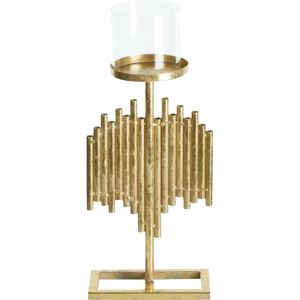 Beliani Candle Holder NIAS Gold Metal Glass Shade 47 cm - Candle Holder Beliani Candle Holder NIAS Gold Metal Glass Shade 47 cm - Candle Holder