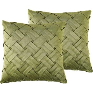 Beliani Set of 2 Cushions Green Velvet - Cushion Beliani Set of 2 Cushions Green Velvet - Cushion
