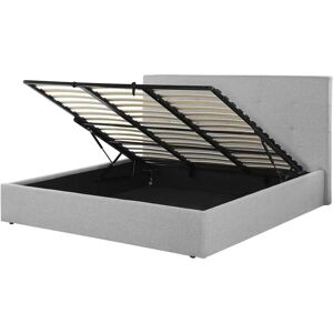 Beliani Ottoman Bed Grey Upholstery EU Super King Size Headboard Storage Function Modern Design Beliani Ottoman Bed Grey Upholstery EU Super King Size Headboard Storage Function Modern Design