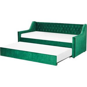 Beliani MONTARGIS Velvet Emerald Green Single Trundle Bed - Bed Beliani MONTARGIS Velvet Emerald Green Single Trundle Bed - Bed
