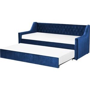 Beliani MONTARGIS Velvet Navy Blue EU Single Bed - bed Beliani MONTARGIS Velvet Navy Blue EU Single Bed - bed
