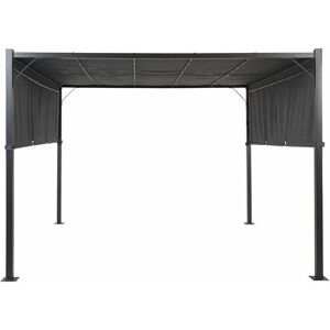 Beliani Parga Dark Grey Pergola - Garden Pavilion with LED Lights Beliani Parga Dark Grey Pergola - Garden Pavilion with LED Lights