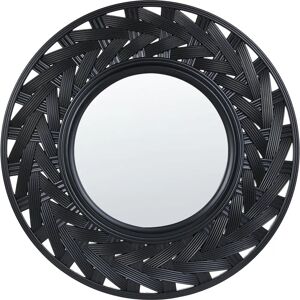 Beliani Wall Mirror Black Synthetic Frame ø 60 cm Large Modern Design - Wall Mirror Beliani Wall Mirror Black Synthetic Frame ø 60 cm Large Modern Design - Wall Mirror